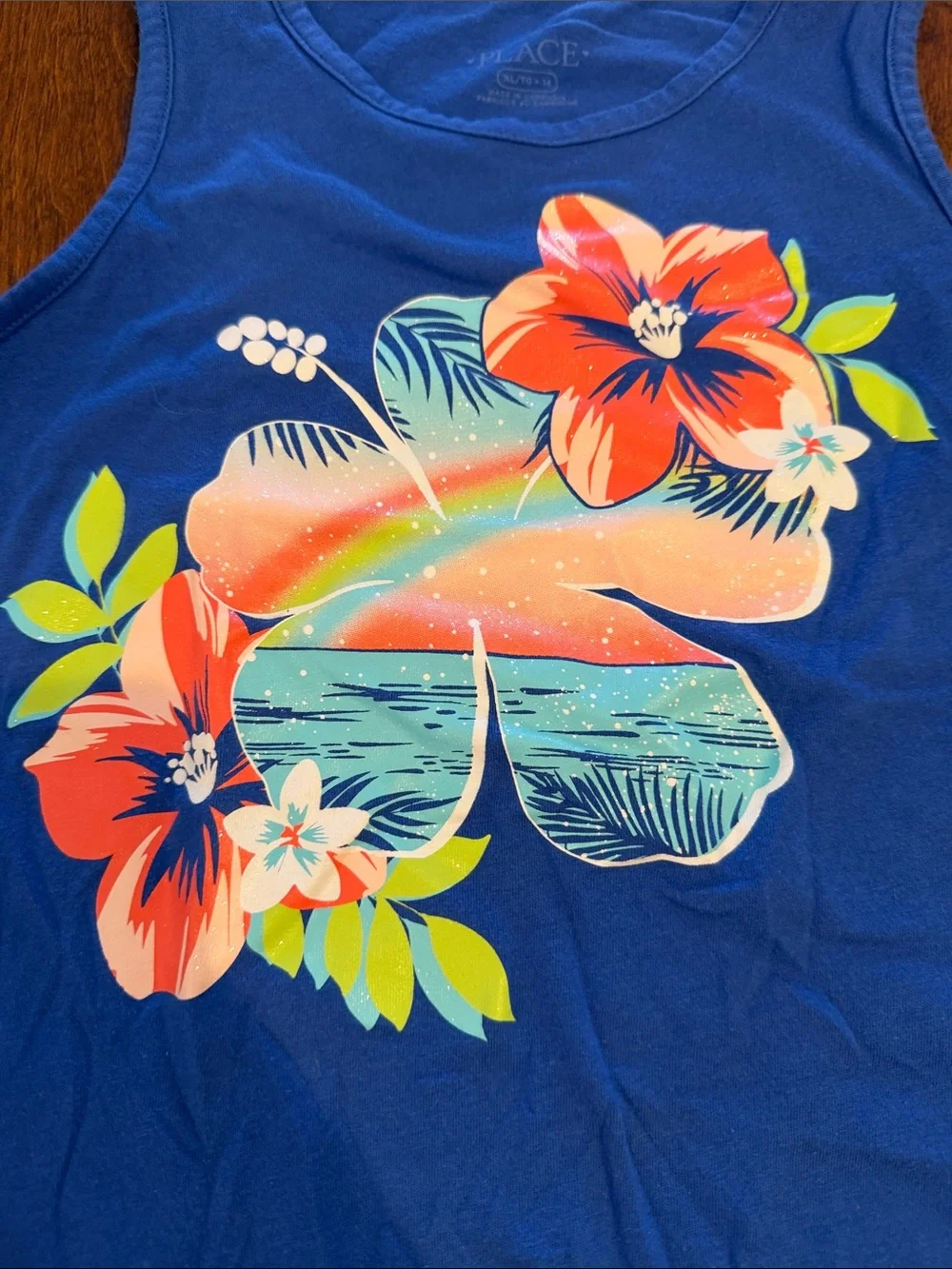 The Children's Place Royal Blue Tropical Floral Tie-Front Tank